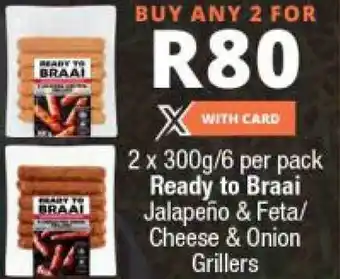Checkers Jalapeño & Feta/cheese & Onion Grillers 2x300g offer