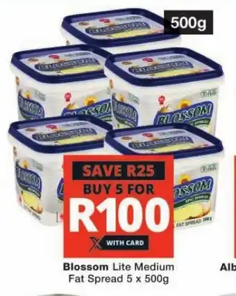 Checkers Blossom Lite Medium Fat Spread 5 x 500g offer