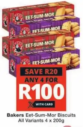 Checkers Bakers Eet-Sum-Mor Biscuits All Variants 4 x 200g offer