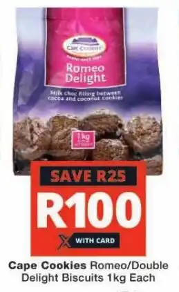Checkers Cape Cookies Romeo/Double Delight Biscuits 1kg Each offer