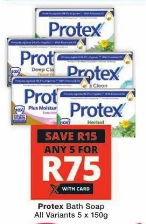 Checkers Protex Bath Soap All Variants 5 x 150g offer