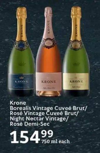 Oxford Freshmarket Krone Borealis Vintage Cuveé Brut/ Rosé Vintage Čuveé Brut/ Night Nectar Vintage/ Rosé Demi-Sec offer