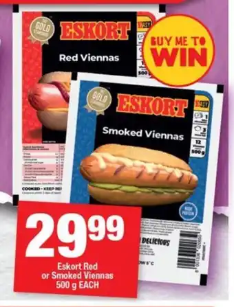 Eskort Red or Smoked Viennas 500g EACH