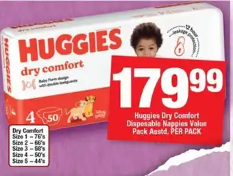 OK Grocer Huggies Dry Comfort Disposable Nappies Value Pack Asstd. PER PACK offer