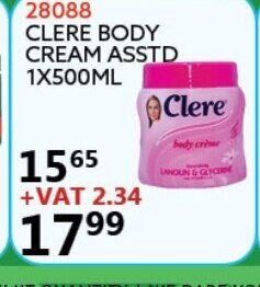 Africa Cash and Carry Clere Body Cream Asstd 1x500ml offer