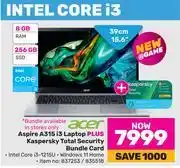 Game Acer aspire a315 i3 laptop plus kaspersky total security bundle card offer