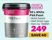 Game Simple choice 20l white pva paint offer