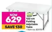 Game Campmaster 122cm folding adjustable table offer
