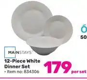 Game Mainstays 12 piece white dinner set-per set offer
