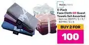 Game Mainstays 5 piece face cloth or guest towels set assorted-for 2 offer
