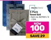 Game Mainstays 3 pack towel set-per pack offer