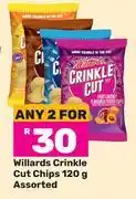 Game Willards crinkle cut chips assorted-for any 2 x 120g offer