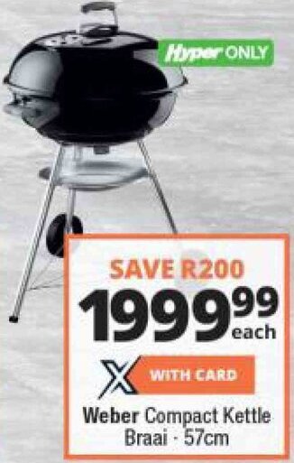 Checkers weber Compact Kettle Braai 57cm offer