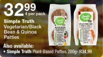 Checkers Simple Truth Vegetarian/Black Bean & Quinoa Patties offer