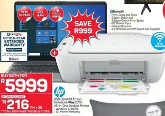 Pick n Pay HP 255 G8 AMD Athlon Notebook Plus 2710, All-in-One Deskjet Printer offer