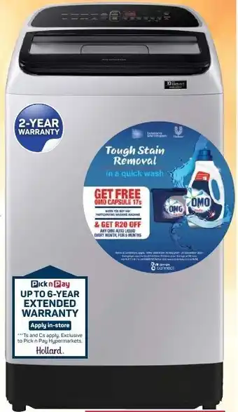 Pick n Pay Samsung Silver Digital Inverter Top Loader Washing Machine 15kg offer