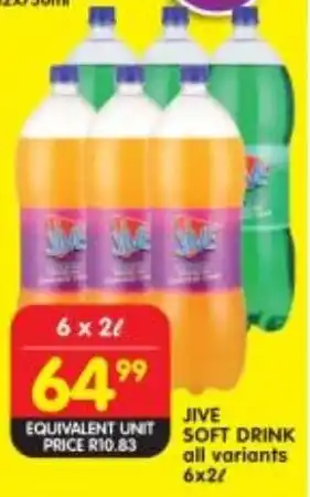 Shoprite JIVE SOFT DRINK all variants 6x2L offer
