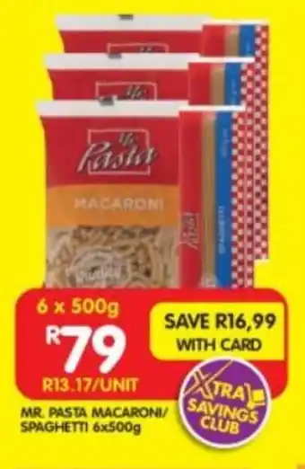 Shoprite MR. PASTA MACARONI/ SPAGHETTI 6x500g offer