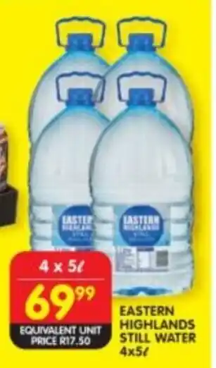 Shoprite EASTERN HIGHLANDS STILL WATER 4x5L offer