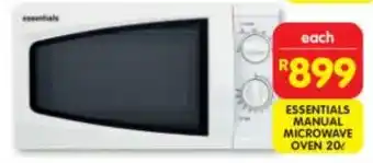 Shoprite ESSENTIALS MANUAL MICROWAVE OVEN 20L offer