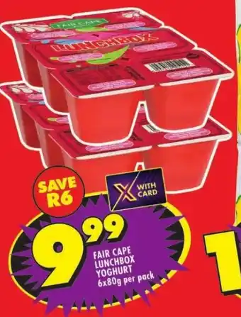 Shoprite FAIR CAPE LUNCHBOX YOGHURT 6x80g per pack offer