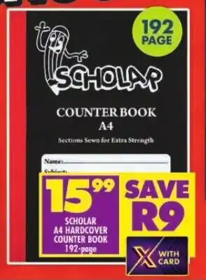Shoprite SCHOLAR A4 HARDCOVER COUNTER BOOK 192 page offer