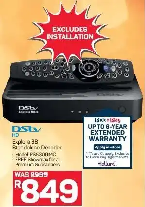 Pick n Pay DStv HD Explore 38 Standalone Decoder offer