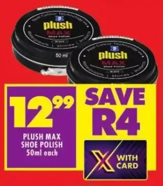 Shoprite PLUSH MAX SHOE POLISH 50ml each offer