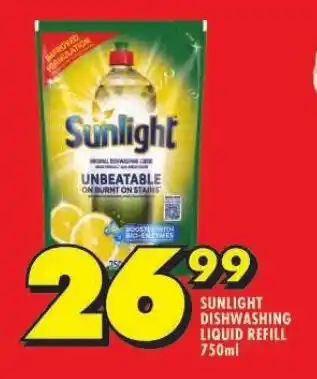Shoprite SUNLIGHT DISHWASHING LIQUID REFILL 750ml offer
