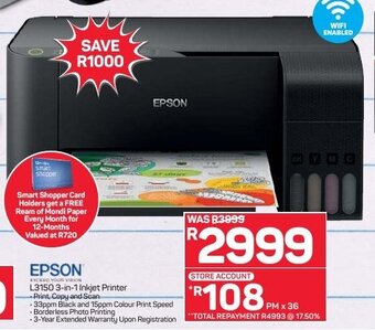 Pick n Pay Epson L3150 3-in-1 Inkjet Printer offer