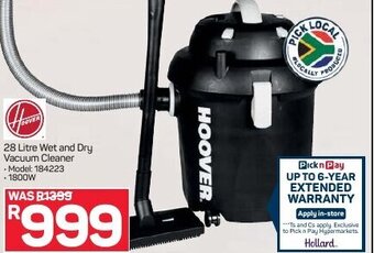 Pick n Pay Hoover 28 Litre Wet and Dry Vacuum Cleaner offer