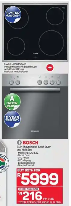 Pick n Pay Bosch Built-in Stainless Steel Oven and Hob Set offer