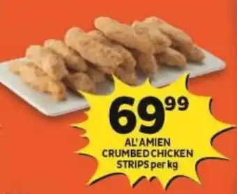 Shoprite AL'AMIEN CRUMBED CHICKEN STRIPS per kg offer