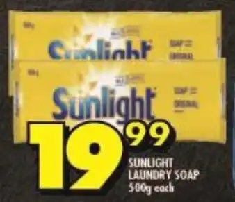 Shoprite SUNLIGHT LAUNDRY SOAP 500g each offer