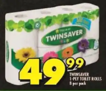 Shoprite TWINSAVER 1-PLY TOILET ROLLS 8 per pack offer