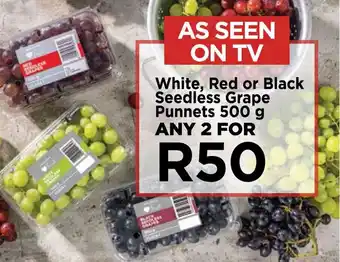 Food Lover's Market White, Red or Black Seedless Grape Punnets 500g offer
