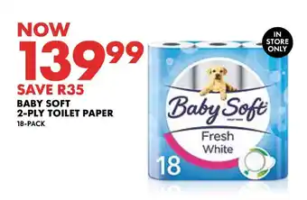 Woolworths BABY SOFT 2-PLY TOILET PAPER 18-PACK offer