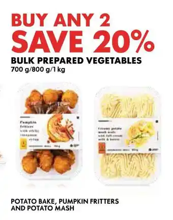BULK PREPARED VEGETABLES 700 g/800 g/1 kg