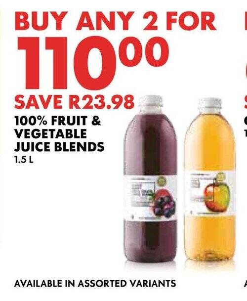 100 FRUIT & VEGETABLE JUICE BLENDS 1.5L offer at Woolworths