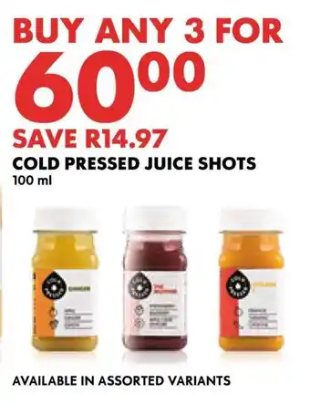 Woolworths COLD PRESSED JUICE SHOTS 100ml offer