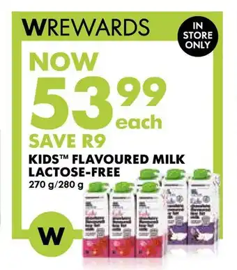 Woolworths KIDS FLAVOURED MILK LACTOSE-FREE 270g/280g offer