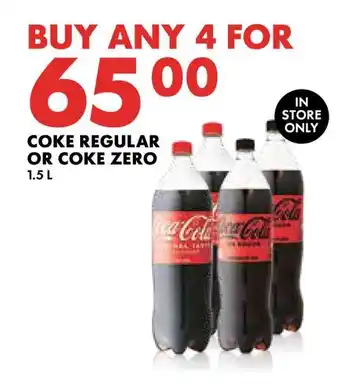 Woolworths COKE REGULAR OR COKE ZERO 1.5L offer