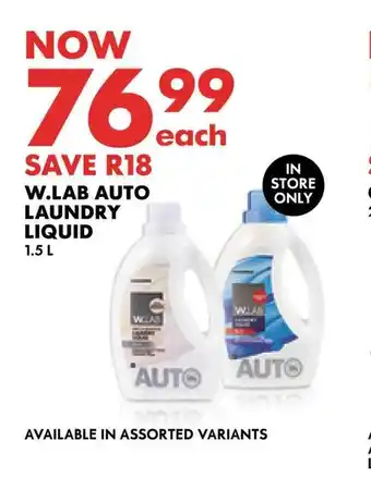 Woolworths W.LAB AUTO LAUNDRY LIQUID 1.5L offer