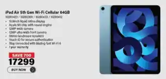 Incredible Connection iPad Air 5th Gen Wi-Fi Cellular 64GB offer