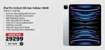 Incredible Connection iPad Pro 12.9inch 6th Gen Cellular 128GB offer