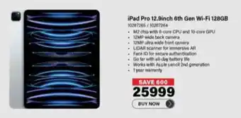 Incredible Connection iPad Pro 12.9inch 6th Gen Wi-Fi 128GB offer