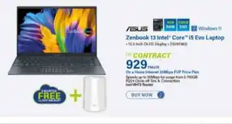 Incredible Connection ASUS Zenbook 13 Intel Core i5 Evo Laptop on Contract offer