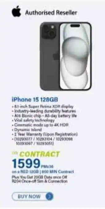 Incredible Connection iPhone 15 128GB on Contract offer