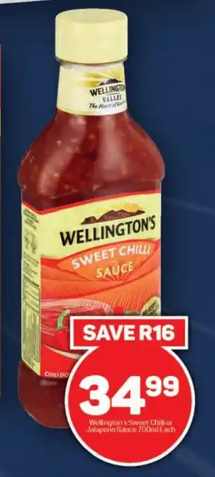 Pick n Pay Hypermarket Wellington's Sweet Chilli or Jalapeño Sauce 700ml Each offer