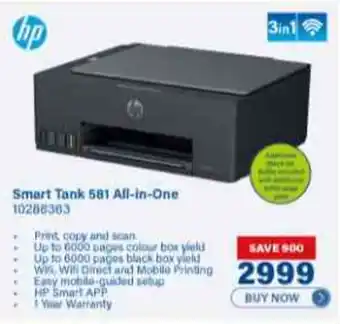 Incredible Connection HP Smart Tank 581 All-in-One offer